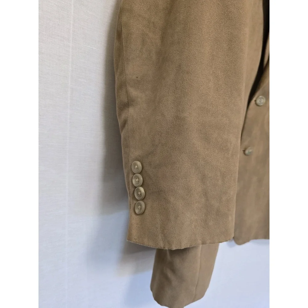 Lauren Ralph Lauren Mens‎ Faux Suede Blazer Jacket Size 42R Beige Tan